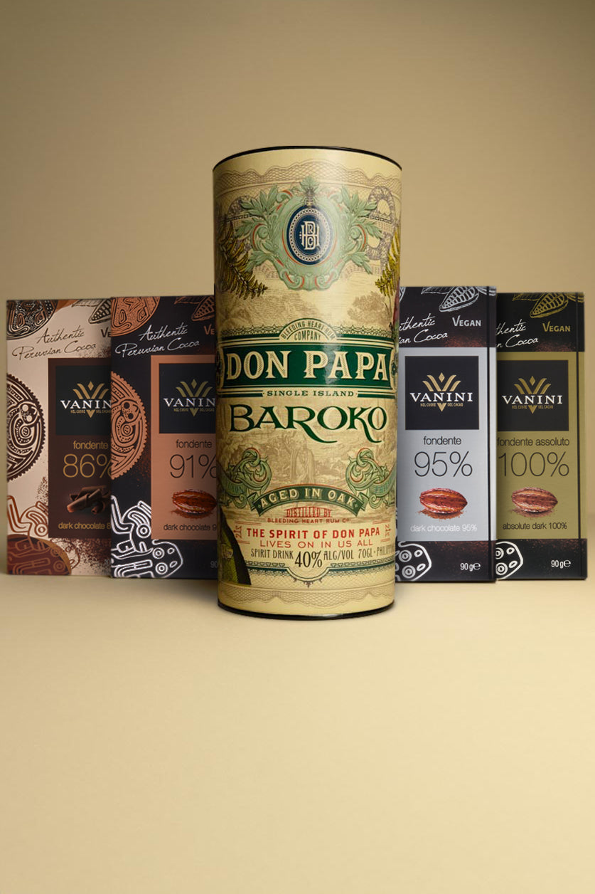 Rum Don Papa con Tavolette Vanini Perù Fondenti