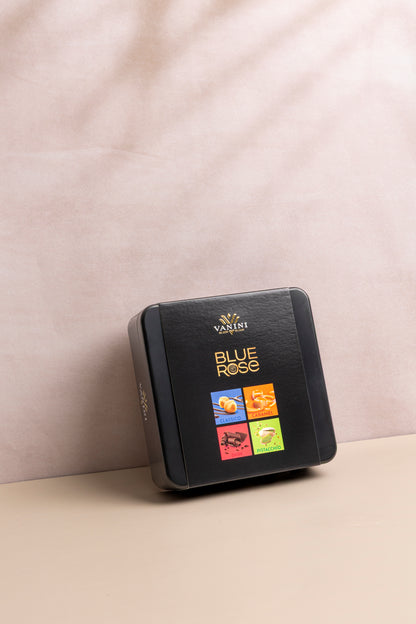 Scatola latta praline Blue Rose assortite