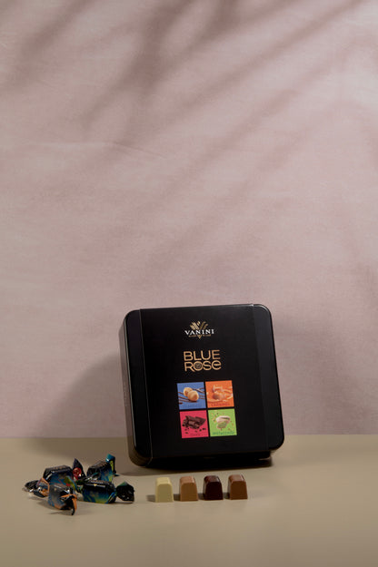 Scatola latta praline Blue Rose assortite