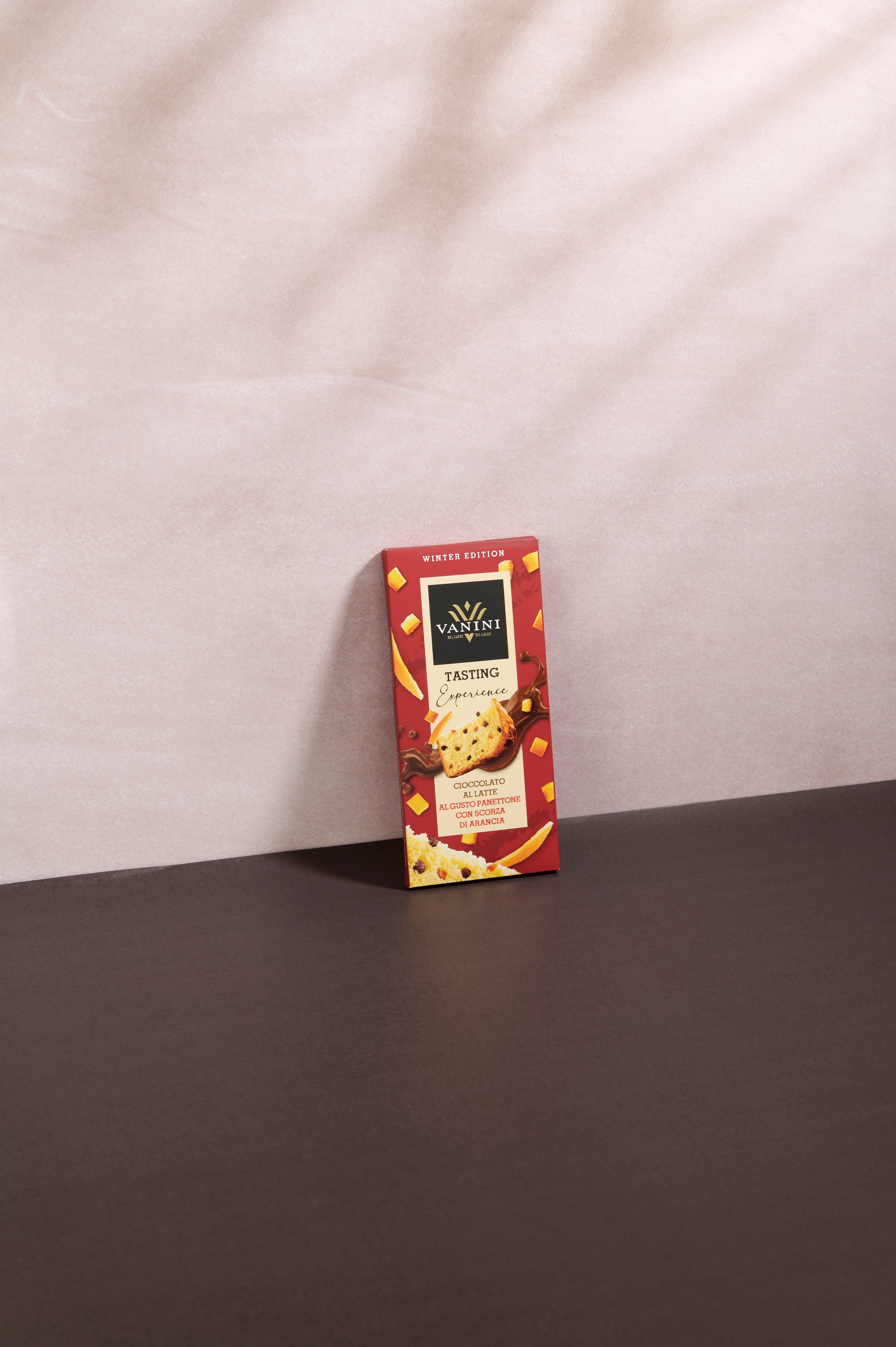 Tavoletta Vanini Tasting Experience cioccolato al latte al gusto panettone con scorza di arancia - Limited Edition