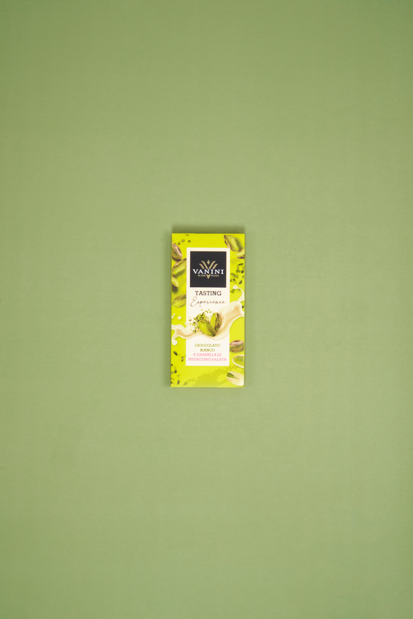 Vanini Tasting Experience white chocolate and salted pistachio grain bar